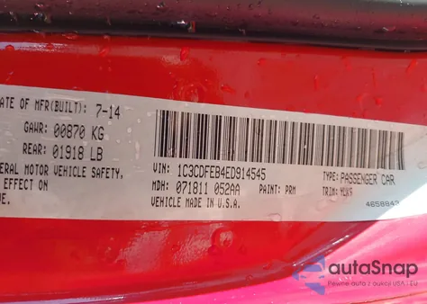 2014 Dodge Dart Gt z USA, uszkodzony, nr VIN 1C3CDFEB4ED914545